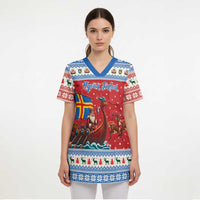 Aland Viking Santa Christmas Scrub Top Funny Reindeer Norse Xmas - Wonder Print Shop