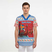 Aland Viking Santa Christmas Scrub Top Funny Reindeer Norse Xmas - Wonder Print Shop