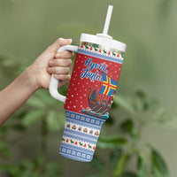Aland Viking Santa Christmas Tumbler With Handle Funny Reindeer Norse Xmas - Wonder Print Shop