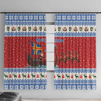 Aland Viking Santa Christmas Window Curtain Funny Reindeer Norse Xmas - Wonder Print Shop