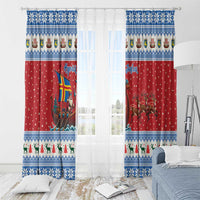 Aland Viking Santa Christmas Window Curtain Funny Reindeer Norse Xmas - Wonder Print Shop
