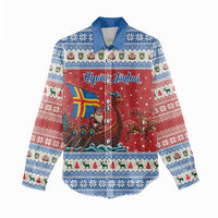 Aland Viking Santa Christmas Women Casual Shirt Funny Reindeer Norse Xmas - Wonder Print Shop