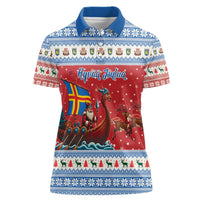 Aland Viking Santa Christmas Women Polo Shirt Funny Reindeer Norse Xmas - Wonder Print Shop