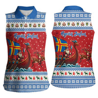 Aland Viking Santa Christmas Women Sleeveless Polo Shirt Funny Reindeer Norse Xmas - Wonder Print Shop