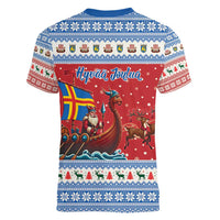 Aland Viking Santa Christmas Women V-Neck T-Shirt Funny Reindeer Norse Xmas - Wonder Print Shop