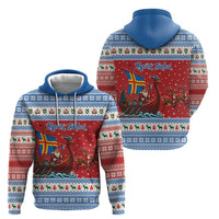 Aland Viking Santa Christmas Zip Hoodie Funny Reindeer Norse Xmas - Wonder Print Shop