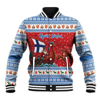 Finland Viking Santa Christmas Baseball Jacket Funny Reindeer Norse Xmas - Wonder Print Shop