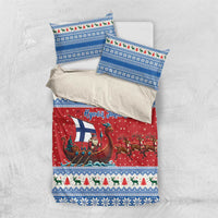 Finland Viking Santa Christmas Bedding Set Funny Reindeer Norse Xmas - Wonder Print Shop