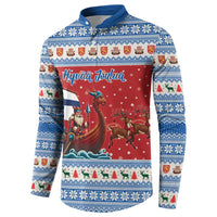 Finland Viking Santa Christmas Button Sweatshirt Funny Reindeer Norse Xmas - Wonder Print Shop