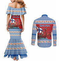 Finland Viking Santa Christmas Couples Matching Mermaid Dress and Long Sleeve Button Shirt Funny Reindeer Norse Xmas - Wonder Print Shop