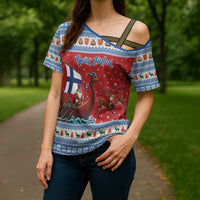 Finland Viking Santa Christmas Cross Shoulder Shirt Funny Reindeer Norse Xmas - Wonder Print Shop