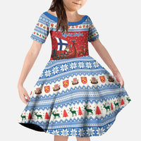 Finland Viking Santa Christmas Family Matching Off The Shoulder Long Sleeve Dress and Hawaiian Shirt Funny Reindeer Norse Xmas - Wonder Print Shop