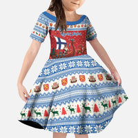 Finland Viking Santa Christmas Family Matching Short Sleeve Bodycon Dress and Hawaiian Shirt Funny Reindeer Norse Xmas - Wonder Print Shop