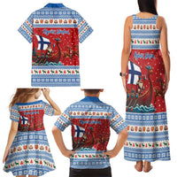 Finland Viking Santa Christmas Family Matching Tank Maxi Dress and Hawaiian Shirt Funny Reindeer Norse Xmas - Wonder Print Shop