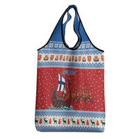 Finland Viking Santa Christmas Grocery Bag Funny Reindeer Norse Xmas - Wonder Print Shop