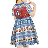 Finland Viking Santa Christmas Kid Short Sleeve Dress Funny Reindeer Norse Xmas - Wonder Print Shop