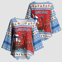 Finland Viking Santa Christmas Kimono Sleeve Blouse Funny Reindeer Norse Xmas - Wonder Print Shop