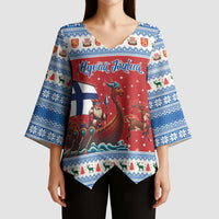 Finland Viking Santa Christmas Kimono Sleeve Blouse Funny Reindeer Norse Xmas - Wonder Print Shop