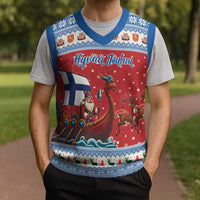 Finland Viking Santa Christmas Knitted V-Neck Vest Funny Reindeer Norse Xmas - Wonder Print Shop