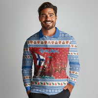 Finland Viking Santa Christmas Long Sleeve Polo Shirt Funny Reindeer Norse Xmas - Wonder Print Shop