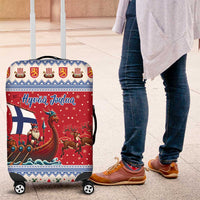 Finland Viking Santa Christmas Luggage Cover Funny Reindeer Norse Xmas - Wonder Print Shop