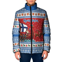Finland Viking Santa Christmas Padded Jacket Funny Reindeer Norse Xmas - Wonder Print Shop