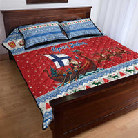 Finland Viking Santa Christmas Quilt Bed Set Funny Reindeer Norse Xmas - Wonder Print Shop