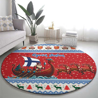 Finland Viking Santa Christmas Round Carpet Funny Reindeer Norse Xmas - Wonder Print Shop