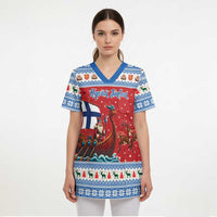 Finland Viking Santa Christmas Scrub Top Funny Reindeer Norse Xmas - Wonder Print Shop