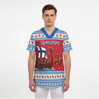 Finland Viking Santa Christmas Scrub Top Funny Reindeer Norse Xmas - Wonder Print Shop
