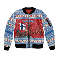 Finland Viking Santa Christmas Sleeve Zip Bomber Jacket Funny Reindeer Norse Xmas - Wonder Print Shop
