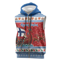 Finland Viking Santa Christmas Sleeveless Zip Hoodie Funny Reindeer Norse Xmas - Wonder Print Shop
