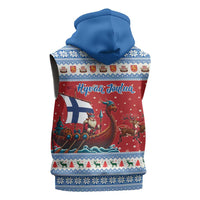 Finland Viking Santa Christmas Sleeveless Zip Hoodie Funny Reindeer Norse Xmas - Wonder Print Shop