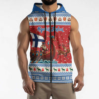 Finland Viking Santa Christmas Sleeveless Zip Hoodie Funny Reindeer Norse Xmas - Wonder Print Shop