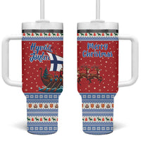 Finland Viking Santa Christmas Tumbler With Handle Funny Reindeer Norse Xmas - Wonder Print Shop