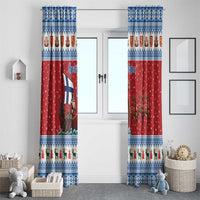 Finland Viking Santa Christmas Window Curtain Funny Reindeer Norse Xmas - Wonder Print Shop