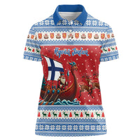 Finland Viking Santa Christmas Women Polo Shirt Funny Reindeer Norse Xmas - Wonder Print Shop