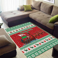 Wales Viking Santa Christmas Area Rug Funny Reindeer Norse Xmas - Wonder Print Shop