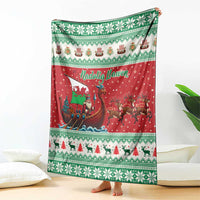 Wales Viking Santa Christmas Blanket Funny Reindeer Norse Xmas - Wonder Print Shop
