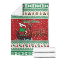 Wales Viking Santa Christmas Blanket Funny Reindeer Norse Xmas - Wonder Print Shop