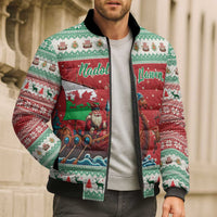 Wales Viking Santa Christmas Bomber Puffer Jacket Funny Reindeer Norse Xmas - Wonder Print Shop