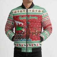 Wales Viking Santa Christmas Bomber Puffer Jacket Funny Reindeer Norse Xmas - Wonder Print Shop