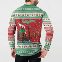 Wales Viking Santa Christmas Button Sweatshirt Funny Reindeer Norse Xmas - Wonder Print Shop