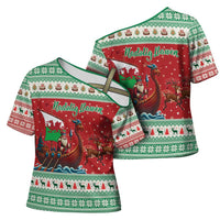 Wales Viking Santa Christmas Cross Shoulder Shirt Funny Reindeer Norse Xmas - Wonder Print Shop