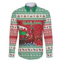 Wales Viking Santa Christmas Family Matching Long Sleeve Bodycon Dress and Hawaiian Shirt Funny Reindeer Norse Xmas - Wonder Print Shop