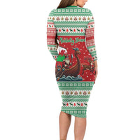 Wales Viking Santa Christmas Family Matching Long Sleeve Bodycon Dress and Hawaiian Shirt Funny Reindeer Norse Xmas - Wonder Print Shop