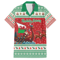Wales Viking Santa Christmas Family Matching Off The Shoulder Long Sleeve Dress and Hawaiian Shirt Funny Reindeer Norse Xmas - Wonder Print Shop