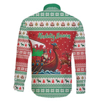 Wales Viking Santa Christmas Family Matching Off The Shoulder Long Sleeve Dress and Hawaiian Shirt Funny Reindeer Norse Xmas - Wonder Print Shop