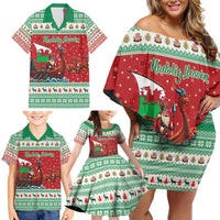 Wales Viking Santa Christmas Family Matching Off Shoulder Short Dress and Hawaiian Shirt Funny Reindeer Norse Xmas - Wonder Print Shop