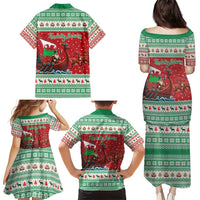 Wales Viking Santa Christmas Family Matching Puletasi and Hawaiian Shirt Funny Reindeer Norse Xmas - Wonder Print Shop